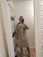 Marca del Reino Unido 2021 nueva moda Otoño/otoño Casual doble botonadura Simple clásico Trench largo con cinturón mujer Chic chaqueta