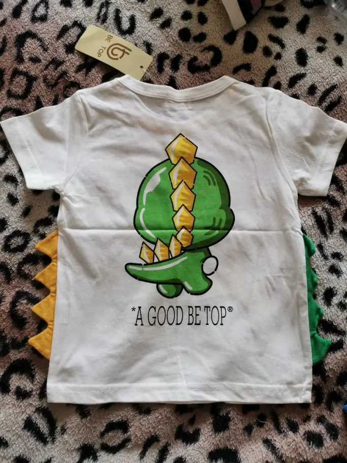 Baby Boy Summer T-Shirts Kids Toddler Children Cartoon Animals Shark Dinosaur Print Cotton Tee Tops Clothes photo review