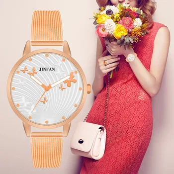 

WJ-8730 Printed Butterfly Luxury Women Fashion Watches Simple Female Dress Wristwatches Classical Design Ladies Quartz Watch