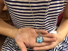 Disney Frozen 2-colgante de gemas para niña, collar de dibujos animados de princesa Aisha Anna, joyería de maquillaje de juguetes para niña