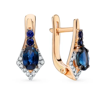 

Gold earrings with sapphires and diamonds sunlight sample 585 test