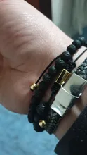 Pulsera de lujo con cuenta de piedra de Lava Natural para hombre y mujer, brazalete de cuentas de piedra de 8mm ajustable, hecho a mano, joyería