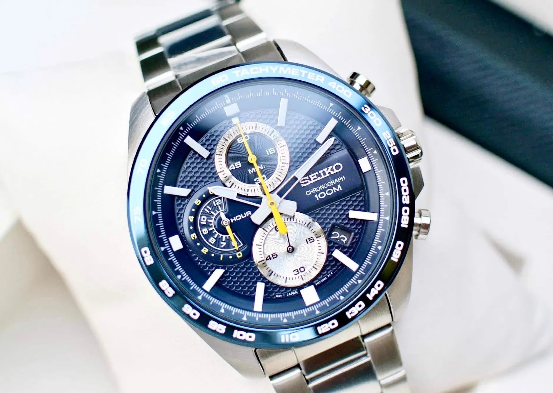 Seiko Neosports SSB259P1 Chrono blue dial 44mm strap steel 100m water  resist Chrono men's watch blue dial|Quartz Watches| - AliExpress