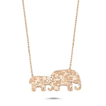

Angemiel 925 Silver Elephant Necklace-Rose Gold Plated