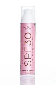 

COCOSOLIS Natural Sunscreen Lotion SPF 30 Organic sunscreen lotion SPF30. With Sea Buckthorn Oil – the oil of beauty.