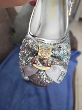 Zapatos de princesa para niñas, zapatillas con flores y brillantina para niñas pequeñas, incluye tacón alto y moño estilo mariposa, en azul, rosa y plata, talla 26-38
