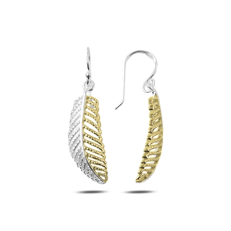 

Silver 925 Sterling Gold Plated Dangle Leaf Earrings