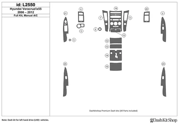 

Interior trim for Hyundai Veracruz/ix55 2006-2012. Set L2550.