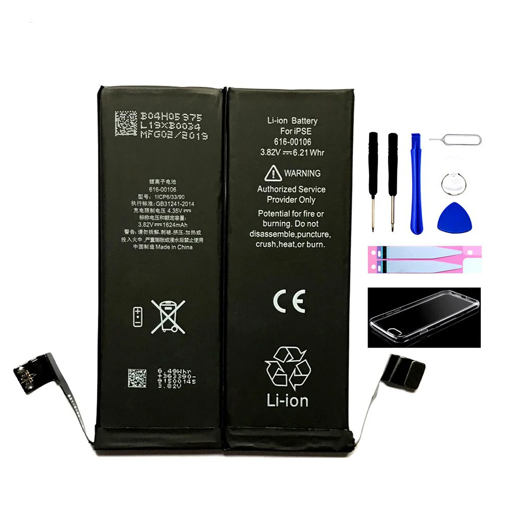 Battery for iPhone 5 5S 5C SE 5SE Replacement polymer lithium li-ion battery Free tools Kit Tape TPU Case for iphone battery