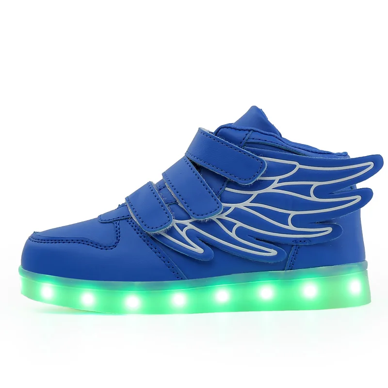 

Size 25-37 Kids USB Charging Led Light Shoes Sneakers Children Light Up Shose with Wings Luminous Lighted Boy Girl Shoes Chaussu