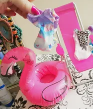 Accesorios para muñecas, 4 artículos = 2 bañadores, Bikini + 1 SILLA DE PLAYA + 1 anillo de natación inflable, ropa para muñecas Barbie, conjunto de juguetes para niños