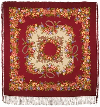 

Scarf Pavlovo Posad with silk fringe 125x125 1193-5 "Rowan beads", View 5