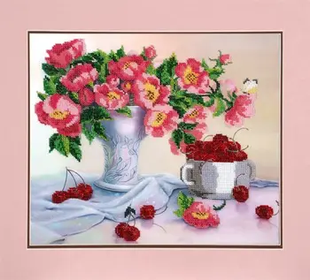 

Бн-3095 set for embroidery with beads hobby & pro 'Flowers with cherries ', 36*30 cm