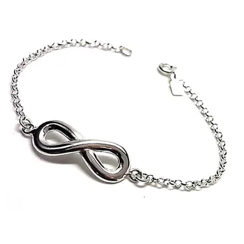 

Bracelet 925 sterling silver m rolo chain infinity [AB0151]