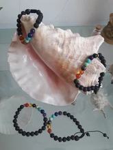 7 Chakra encantos pulseras piedra de Lava para hombres y mujeres aceites esenciales difusor cuentas de piedra Natural de la cadena de moda joyería hecha a mano