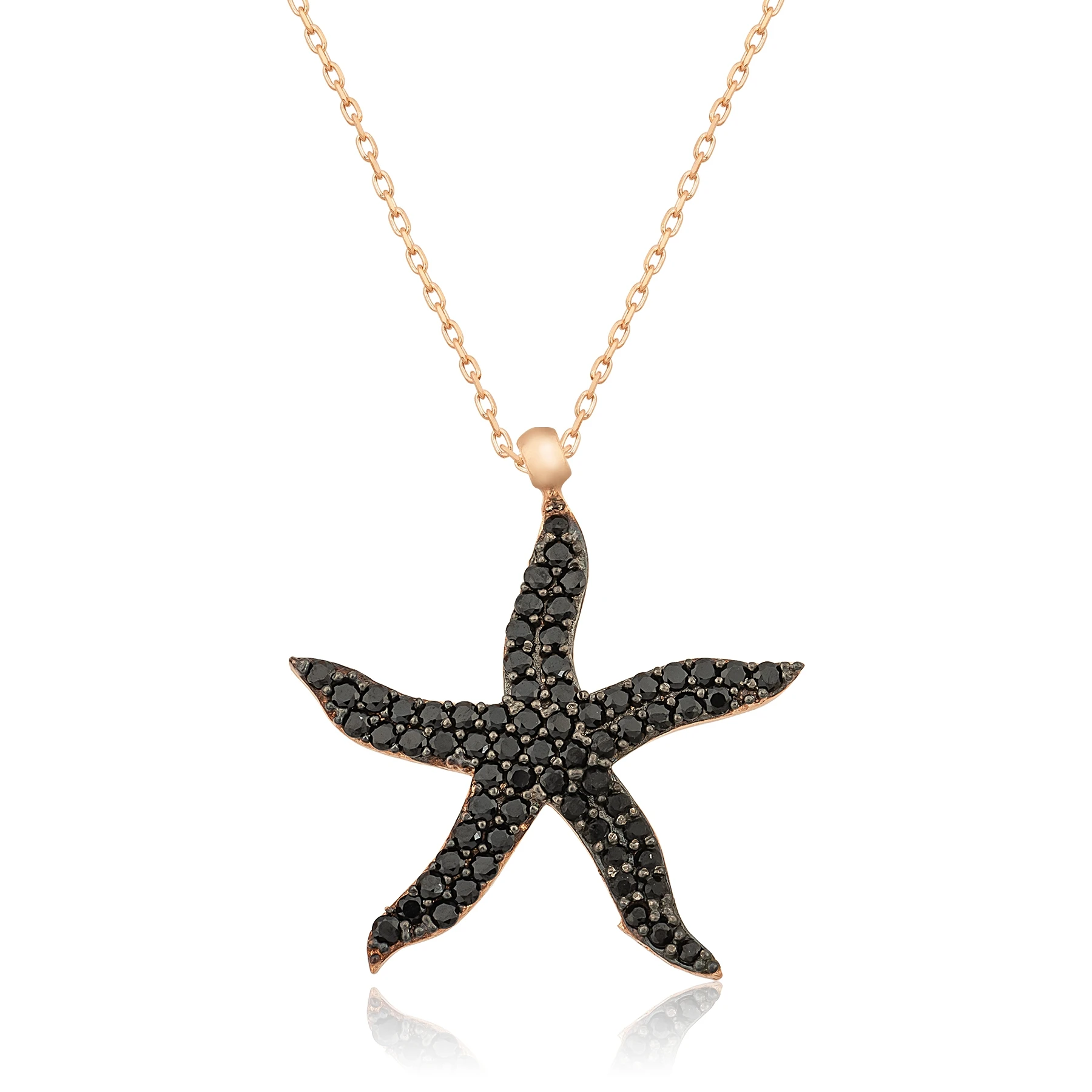 KUTAYDAN Zircon CZ Rose Plated 925 Sterling Silver Necklace