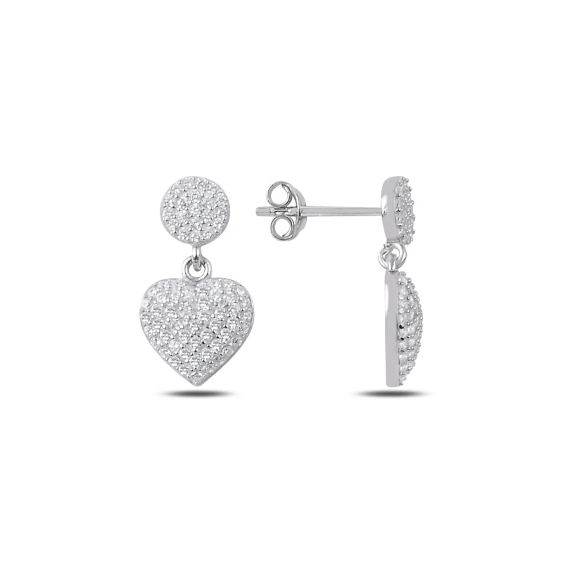

Silver 925 Sterling Zircon Cubic Zirconia Dangle Heart Earrings