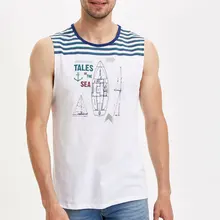 Дефакто мужская летняя без рукавов Хлопковая мужская Нижняя майка повседневная с круглым вырезом топ ткань мужские майки Athlete-L1494AZ19SM