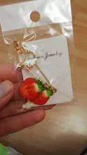 Pendientes con Clip para mujer, aretes largos de fruta, fresa, sandía, sin orificio de oreja, joyería de fiesta sin Piercing