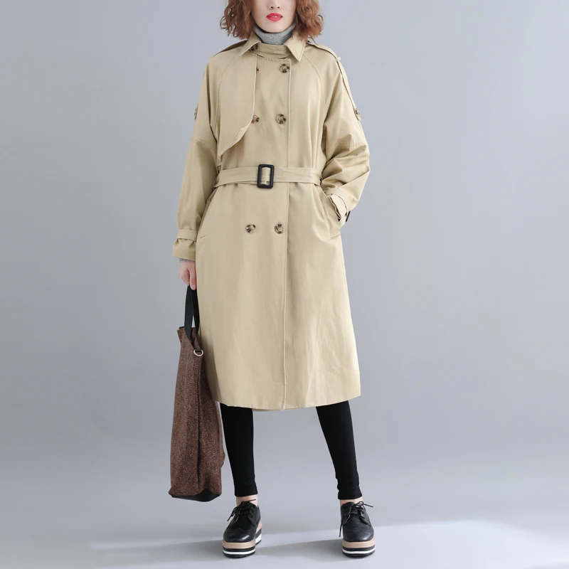 

Obrix Light Comfy Spring Autumn Female Trench Casual Style Trendy Square Collar A-Line Belt Sleeve Vintage Jacket For Women