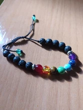 Pulsera clásica de 8mm con cuentas de piedra de Lava para hombre y mujer, cadena de 7 colores, cuerda tejida, Yoga, amistad, joyería ajustable