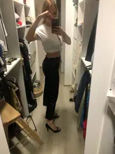 Pants Leather Trousers White Genuine-Leather Black Women Streetwear Patent