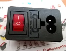 IEC320 C14 eléctrico CA zócalo 3 pin rojo LED 250V interruptor basculante 10A fusible mujer entrada macho conector de clavija 2 enchufe con pines de montaje
