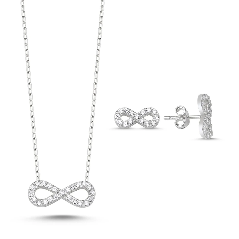 

Silver 925 Sterling Zircon Cubic Zirconia Infinity Set