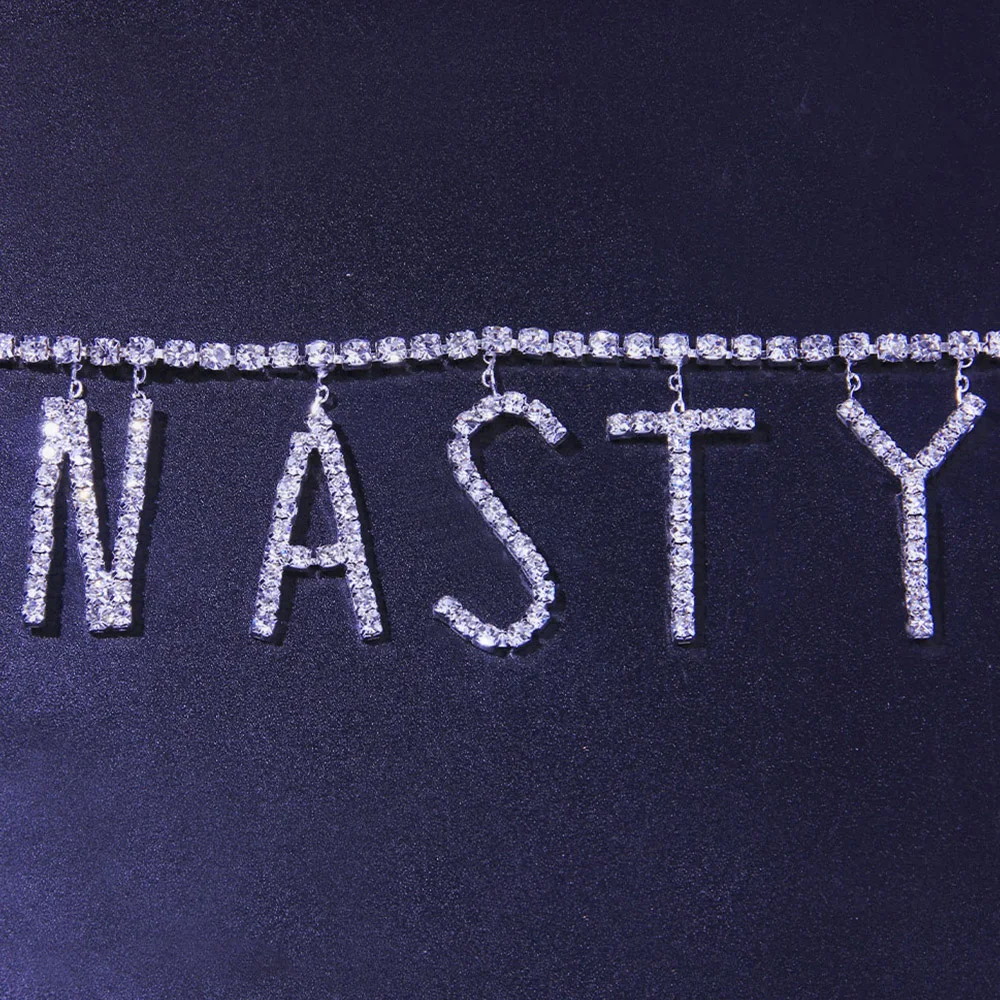 DIY Sexy Letter Waist Chain for Women New Charm Rhinestone Crystal Body Chain Belly Harness Bikini Jewelry Party Gift