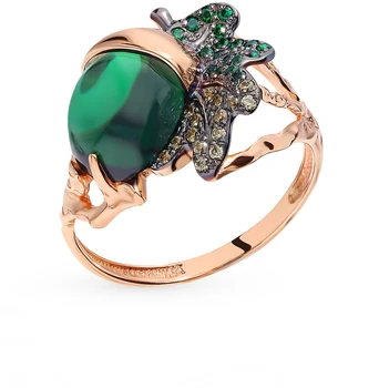 

Gold ring with tourmaline and cubic zirconia sunlight