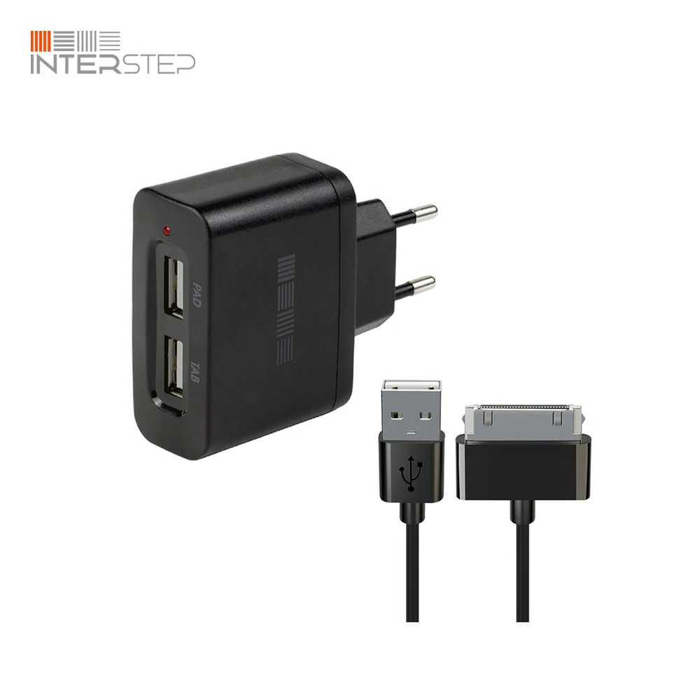 Зарядное Устройство INTERSTEP От Сети Комбо: 2Usb+Кабель Iphone 30 Pin