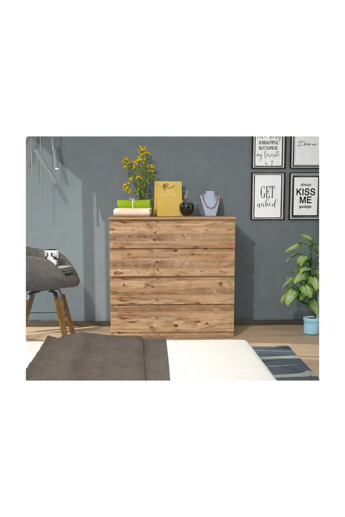 

80 cm Chest of 4 Drawers