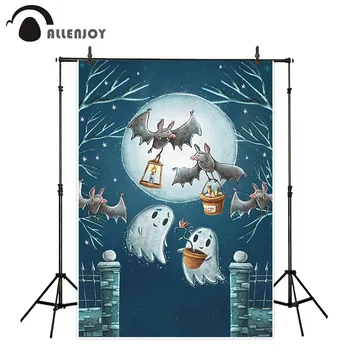 

Allenjoy Halloween Wallpapers Horror Night Bats Ghost Lantern Stars Trees Moon Cactus House Event Curtains Festival Party Banner