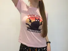 Camiseta blanca con estampado de gato asesino y pistola para mujer, playera con estampado de Pew, Madafakas, Top de manga corta para Halloween para mujer