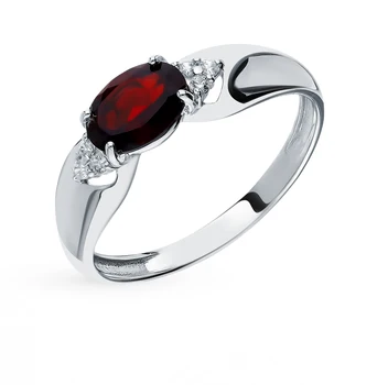 

Silver ring with cubic zirconia and Garnet sunlight sample 925