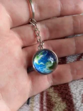 Llavero luminoso con bola de cristal de doble cara, sistema Solar que brilla en la oscuridad, para llaveros de galaxia, nebulosa, Luna, tierra, sol