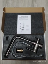 Tap Kitchen-Sink-Faucet Purified Water-Rotation White Deck Cold-Mixer Dual-Handle Black