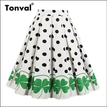 Midi Skirt Floral-Print Tonval Retro Vintage High-Waist Womens Plus-Size 4XL Summer Pleated