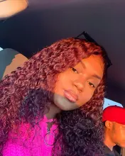 Pelucas frontales de encaje de cabello humano Borgoña, prearrancadas, rizadas, con encaje frontal, densidad completa del 200%, 99j pelo rizado, nudos blanqueados