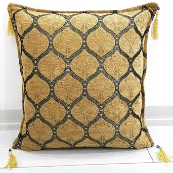 

45x45 cm Tassels Peacock Pattern Cushion Cover / Pillow Cover Coffee