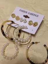 Hoop-Earrings Circle Wedding-Jewelry Pearl 17KM Trendy Women Fashion Gold Geometirc 