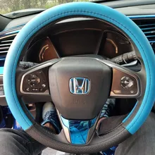 Cubiertas de volante de coche, accesorio Universal de cuero PU, antideslizante, para las cuatro estaciones, 37-38cm