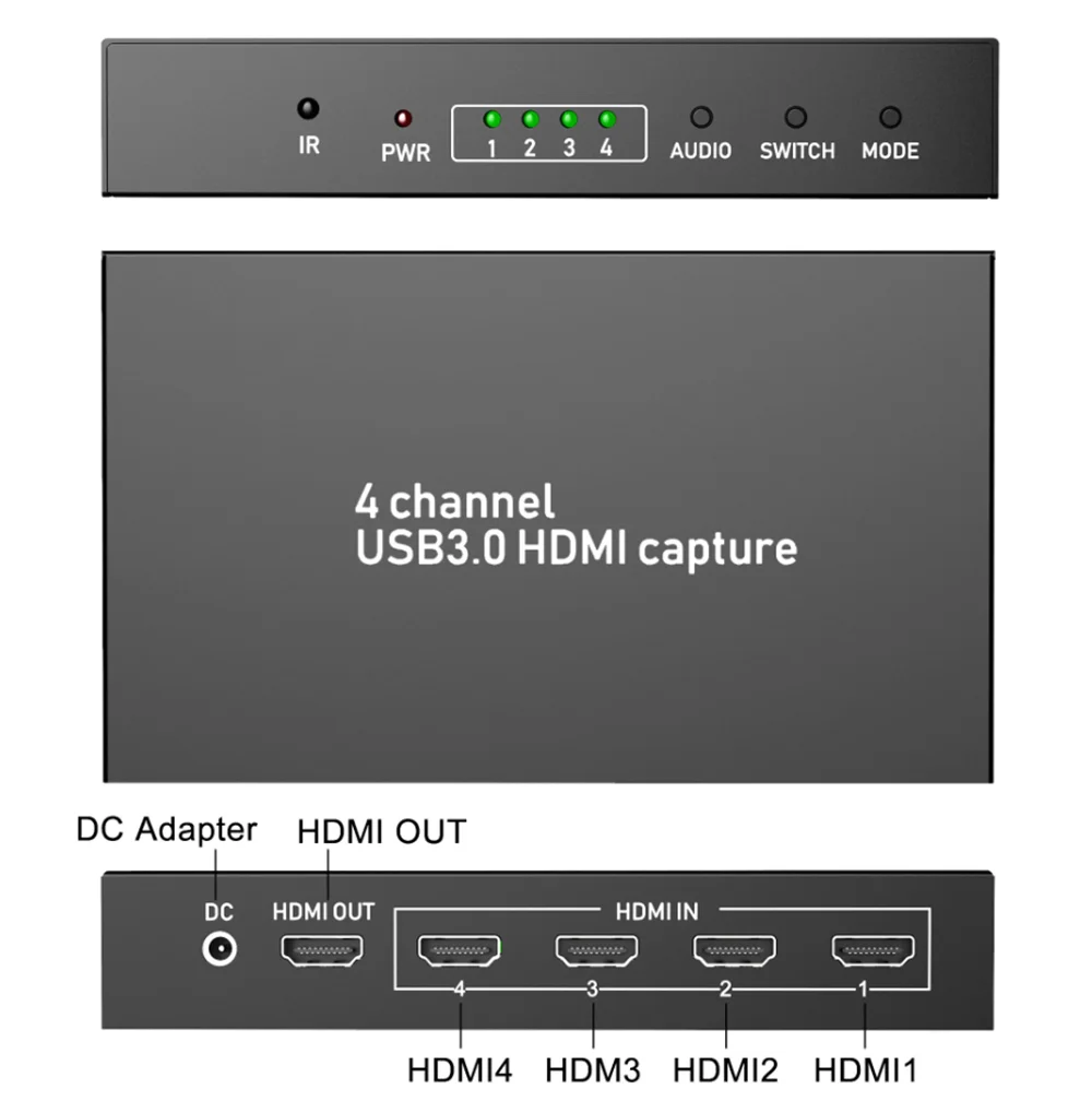 4 канальная Карта видеозахвата Y & H USB3.0 1080P 60fps запись захват мульти камеры для