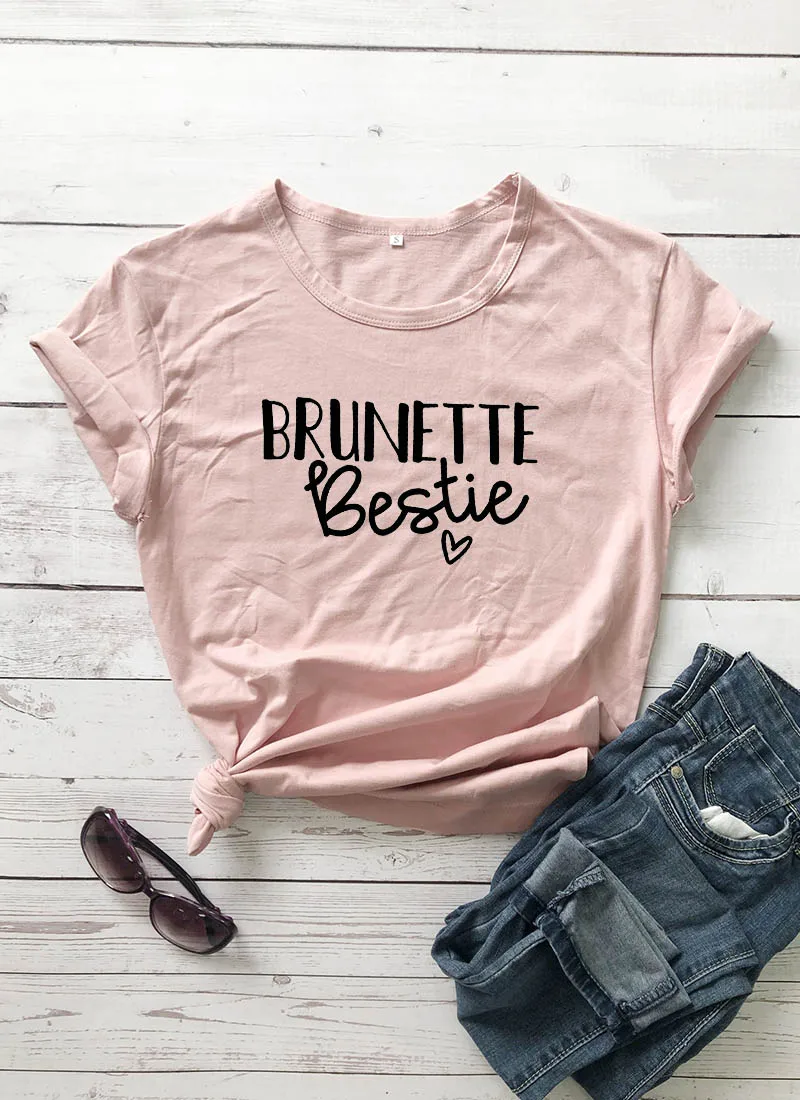 

Brunette Bestie Printed New Arrival Women's Funny Casual 100%Cotton T-Shirt Best Friends Tees Sister Shirts