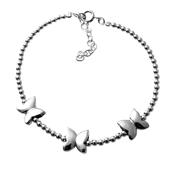 

Law silver bracelet 925m ball smooth center detail three butterflies closure reasa