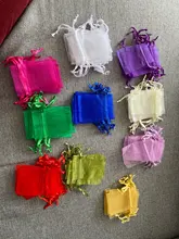 Paquete de joyería Organza, bolsa de regalo de fiesta, boda, cumpleaños y Navidad, 5x7, 7x9, 9x12, 10x15 cm, 100 uds.