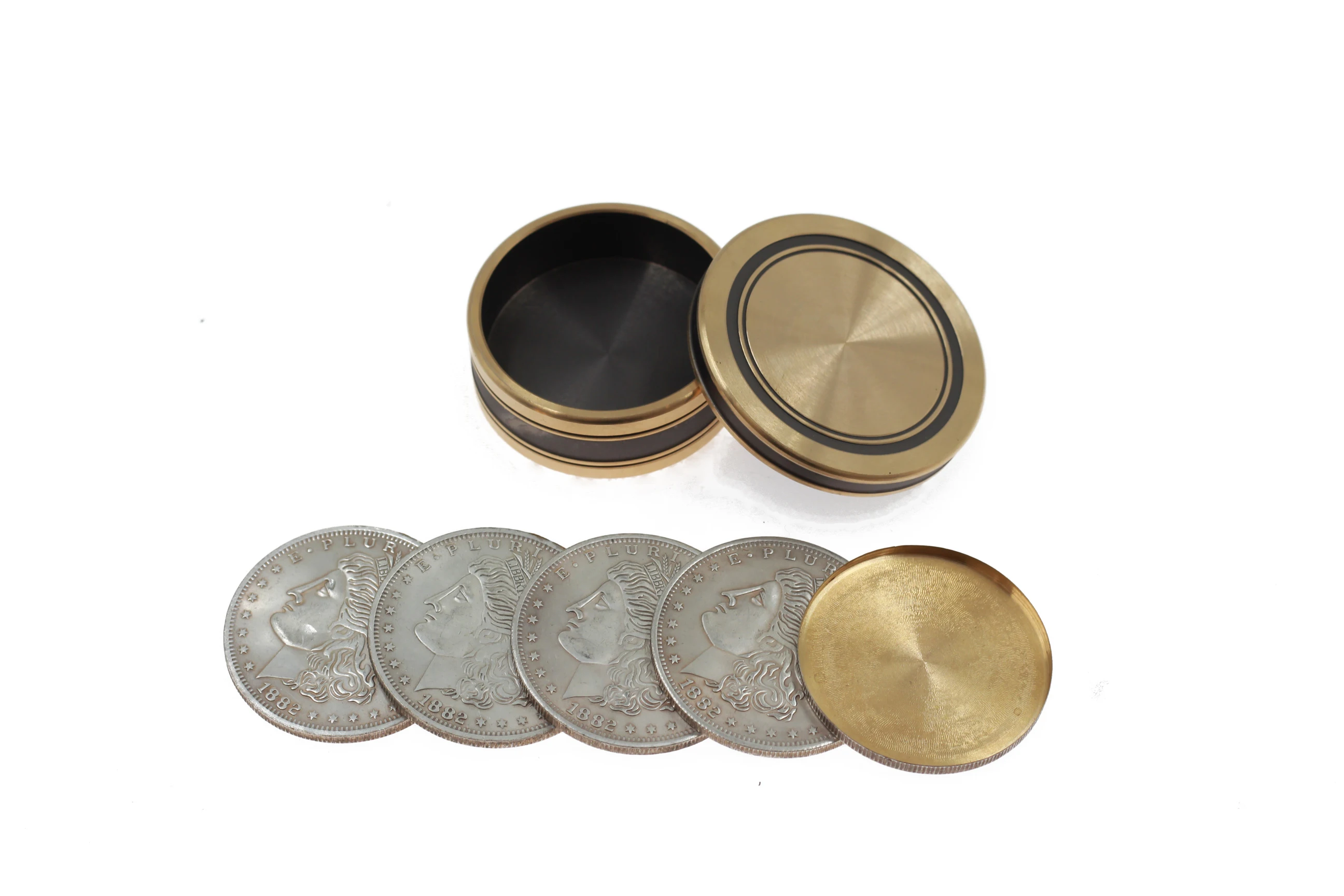 M-BOX 지미 팬 (38mm) 동전 나타난 마술사 클로즈업 환상 특수 효과 재미있는 오키토 동전 상자 마술 트릭 소품