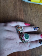 Joyería de estilo Retro dorado para mujer, anillo pintado a mano con aceite, joyería