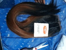 FASHION IDOL-mechones de pelo liso Yaki, 18-22 pulgadas, 6 pulgadas, frontal de encaje con cierre, tejido, ombré, marrón, dorado, extensión de cabello