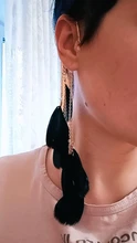 SUKI-pendientes bohemios con gancho para la oreja para mujer, aretes sin Piercing, accesorios de borlas largas, joyería